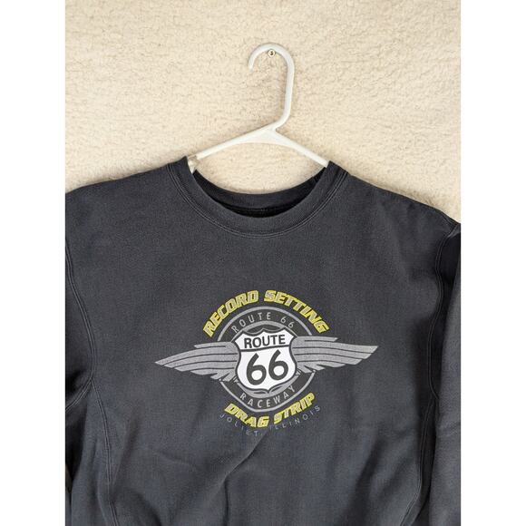 Champion Sweatshirt Mens Medium Reverse Weave Crewneck Route 66 Drag Strip - Picture 10 of 16